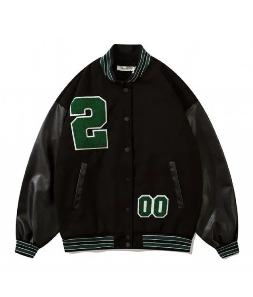 002 Black And Beige Varsity Jacket
