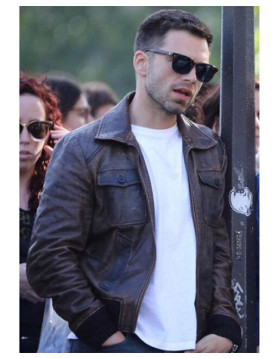 355 Sebastian Stan Brown Leather Jacket