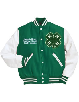 4h Green and White Varsity jacket