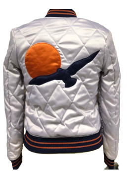 70s Silver Wings Retro Bomber Jacket with Sun Patchwork