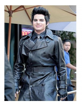 Adam Lambert Double Breasted Black Leather Coat