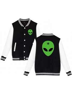 Alien Head Leaf Weed Varsity Jacket