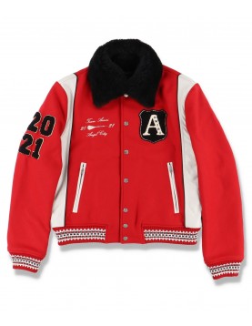 Amiri Always on Point Red Wool Varsity Jacket