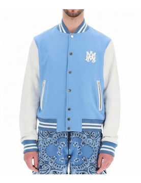 Amiri Blue and White Letterman Jacket