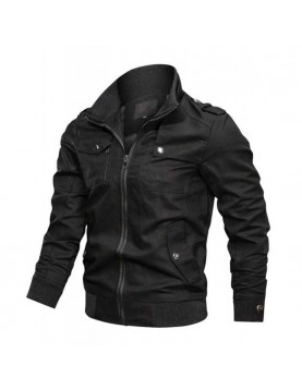 Andre Black Cotton Bomber Jacket for Men's