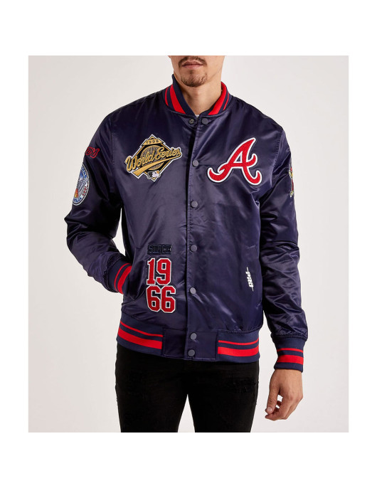 Atlanta Braves World Series Navy Varsity Satin Jacket