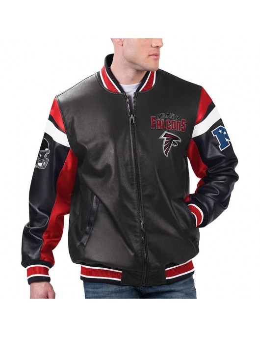 Atlanta Falcons Black Varsity Full-Zip Leather Jacket