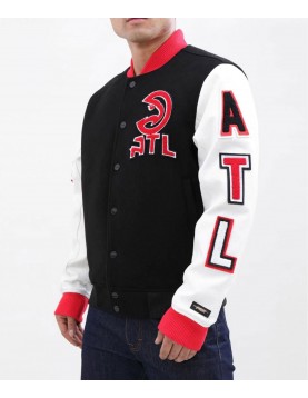 Atlanta Hawks Black and White Varsity Jacket