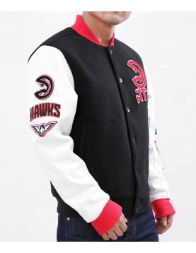 Atlanta Hawks Black and White Varsity Jacket