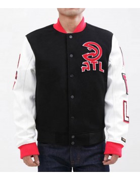 Atlanta Hawks Black and White Varsity Jacket