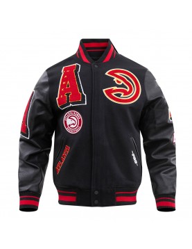 Atlanta Hawks Mash Up Logo Wool Varsity Jacket