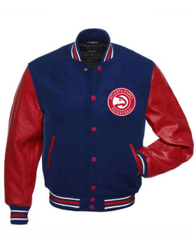 Atlanta Hawks Red and Blue Varsity Jacket