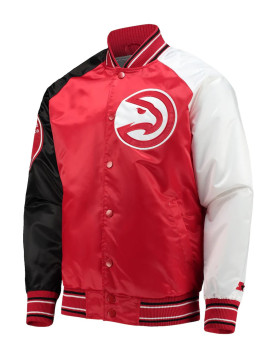 Atlanta Hawks Reliever Red/Black Satin Raglan Full-Snap Jacket