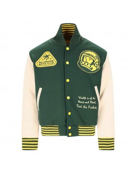 BBC Patch-detailed Button-Up Varsity Jacket