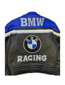 BMW Racing Black and Blue Leather Jacket