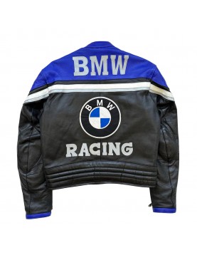 BMW Racing Black and Blue Leather Jacket