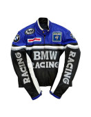 BMW Racing Black and Blue Leather Jacket