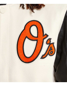 Baltimore Orioles Black and Off-White Varsity Jacket