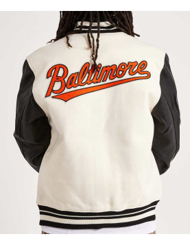 Baltimore Orioles Black and Off-White Varsity Jacket