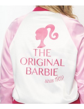 Barbie x Unique Vintage Pink Satin Bomber Jacket - Chic &amp; Exclusive