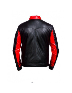 Batman Beyond Red Logo Black Leather Jacket