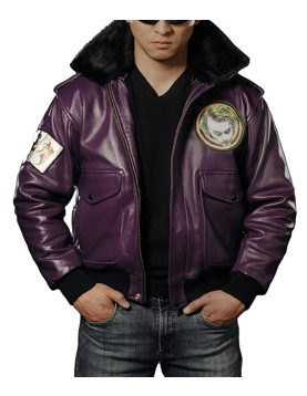 Batman Joker Goon Purple Bomber Leather Jacket