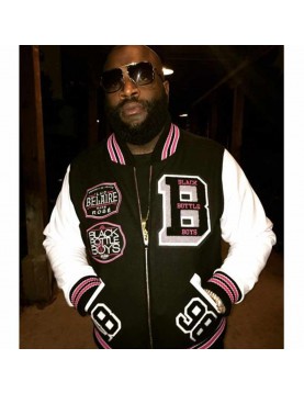 Black Bottle Boys Black and White Varsity Jacket