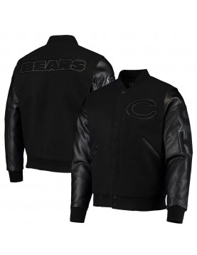 Black Chicago Bears Logo Varsity Jacket