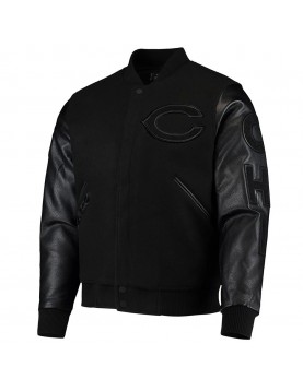 Black Chicago Bears Logo Varsity Jacket