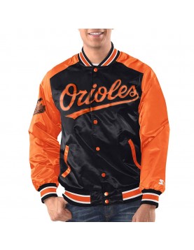 Black/Orange Baltimore Orioles Varsity Satin Jacket