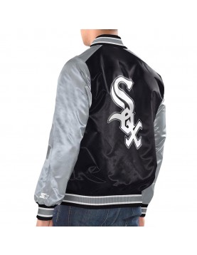 Black/Silver Chicago White Sox Renegade Varsity Satin Jacket