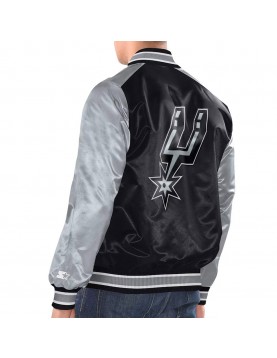 Black/Silver San Antonio Spurs Renegade Varsity Satin Jacket