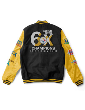 Black/Yellow 6X Champions Pittsburgh Steelers Varsity Jacket