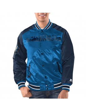 Blue/Navy Minnesota Timberwolves Renegade Varsity Satin Jacket