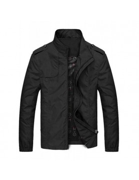 Bob Black Slim Fit Men's Casual Stand Up Collar Jacket