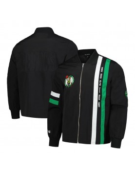 Boston Celtics Black Stitch Applique Bomber Jacket