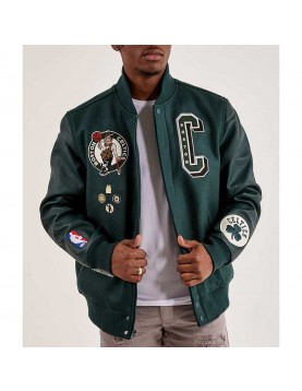 Boston Celtics Dark Green Varsity Wool/Leather Jacket