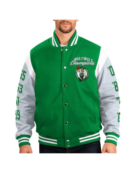 Boston Celtics Franchise Varsity Green and Gray Jacket