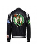 Boston Celtics Vegan Black Varsity Leather Jacket