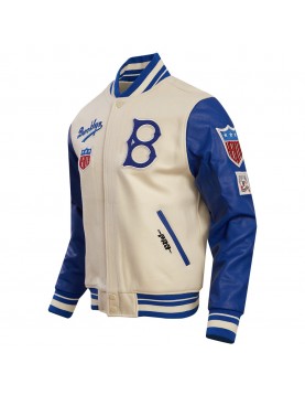 Brooklyn Dodgers Retro Classic Off White Wool Varsity Jacket