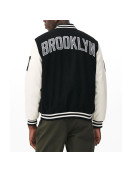 Brooklyn Nets Varsity Black and Off White Jacket