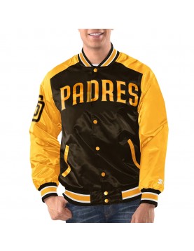 Brown/Gold San Diego Padres Renegade Varsity Satin Jacket