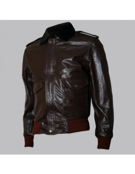 Brown R. J. MacReady Brown Bomber Leather Jacket