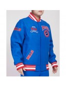 Buffalo Bills Crest Emblem Royal Varsity Wool Jacket