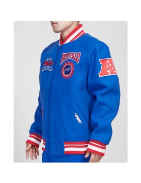 Buffalo Bills Crest Emblem Royal Varsity Wool Jacket