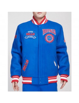 Buffalo Bills Crest Emblem Royal Varsity Wool Jacket