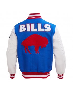 Buffalo Bills Retro Classic Rib Blue Wool Varsity Jacket