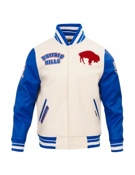 Buffalo Bills Retro Classic Rib Blue Wool Varsity Jacket