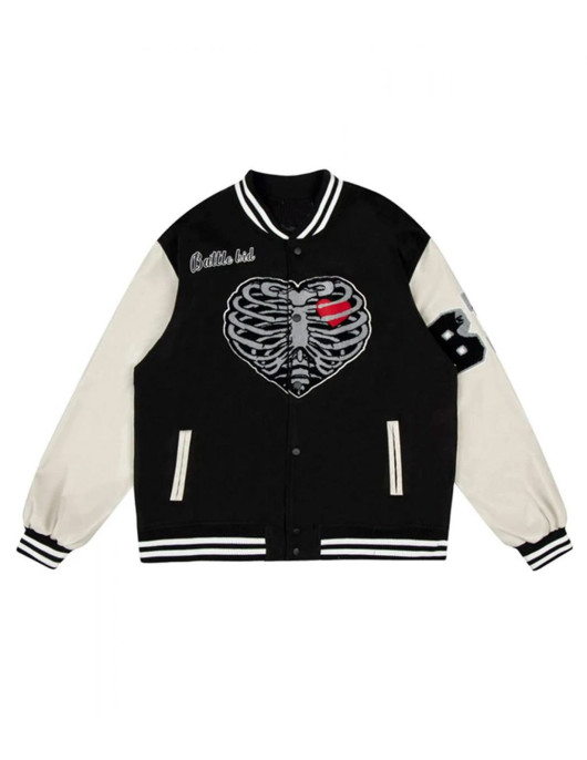 Buns Guts Battle Bid Heart Skull Wool Varsity Jacket