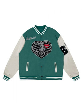 Buns Guts Battle Bid Heart Skull Wool Varsity Jacket